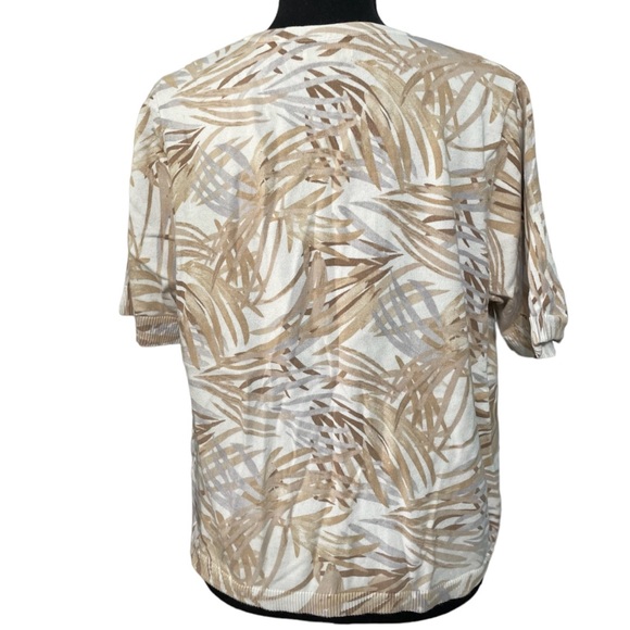 Croft & Barrow abstract neutral floral print v-neck short sleeve cardigan - Picture 4 of 5
